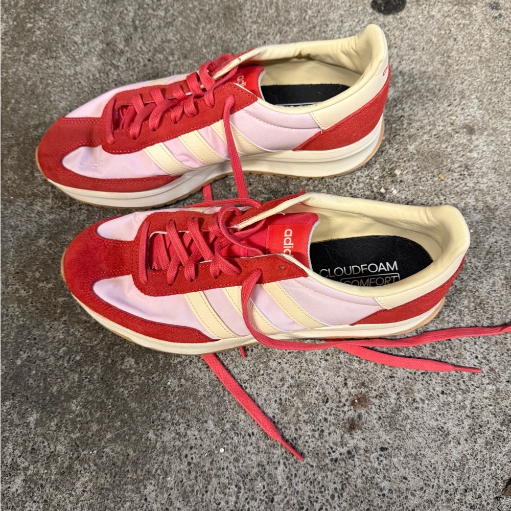 Adidas Red and Cream Athletic Shoes - Picture 2 of 4
